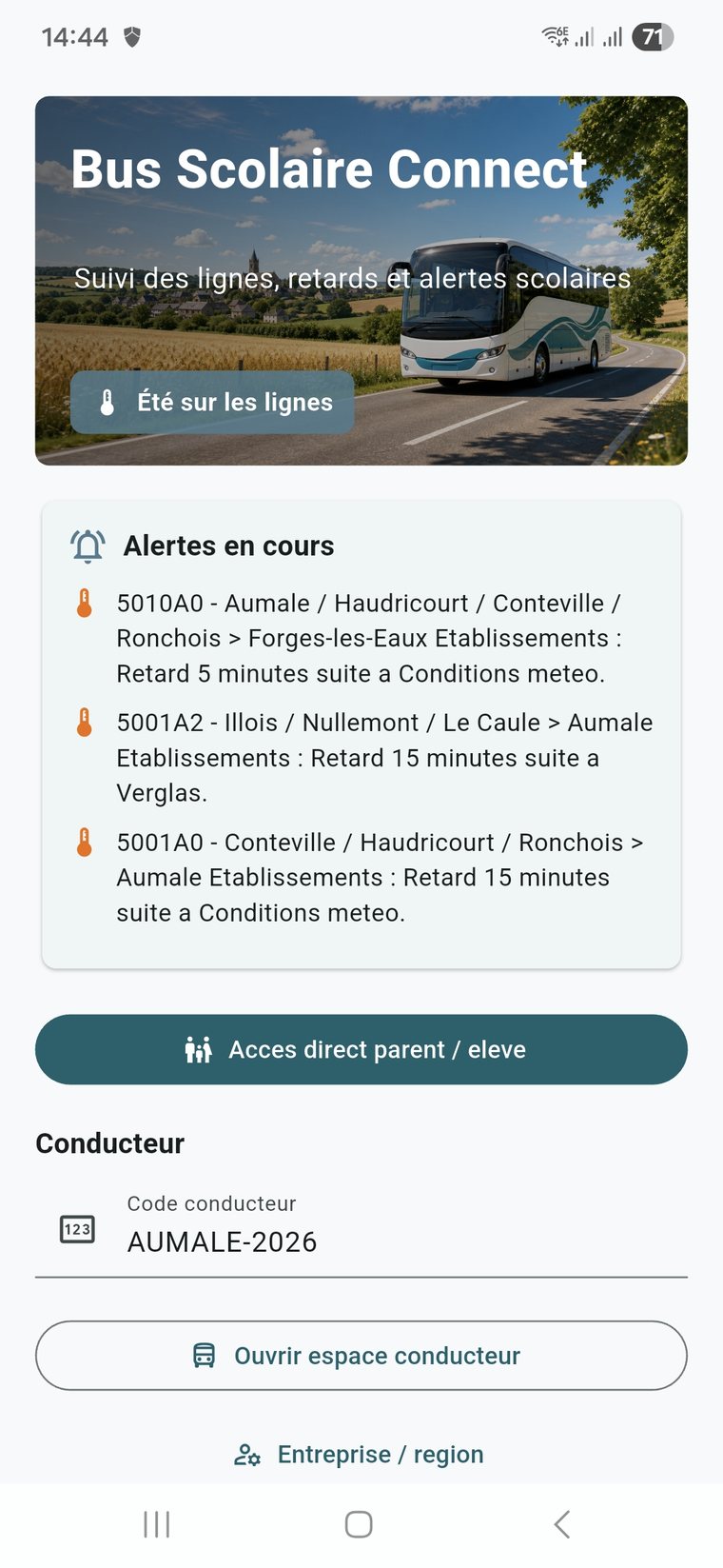 Alertes parent élève filtrées par favoris